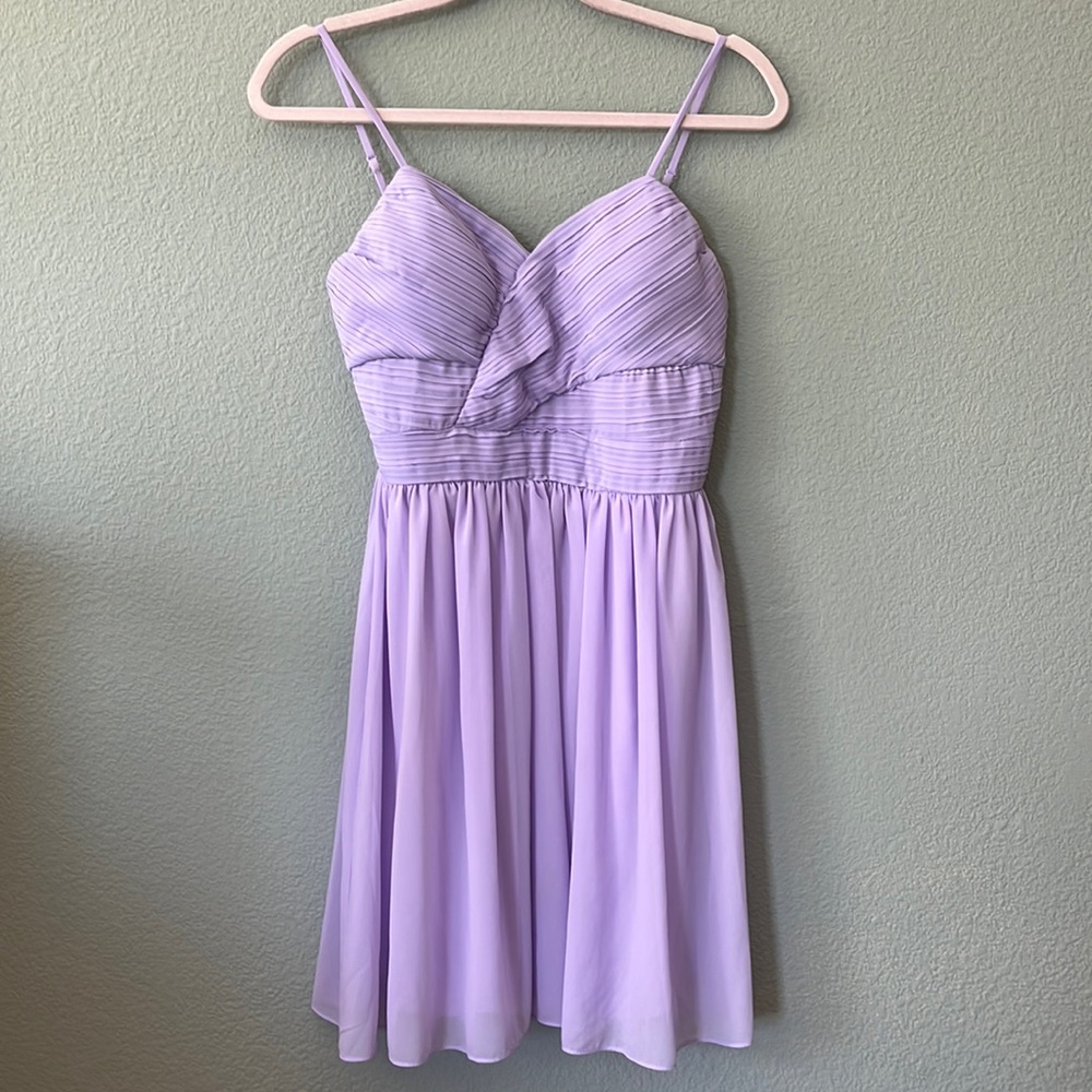 Delia’s size M purple dress, pleated top, lined, built-in bra, adjustabl…